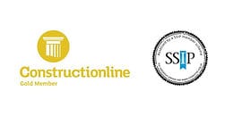 Constructionline Gold Member and SSIP health and safety accreditation logos